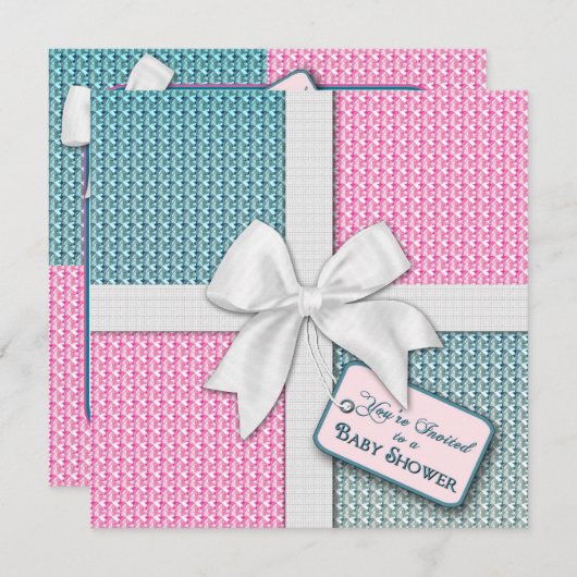 Uitnodiging tot baby shower - Gift Wrap (Voorkant / Achterkant)