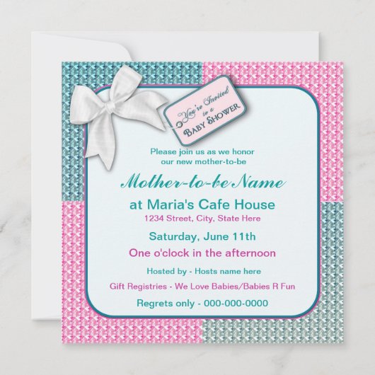 Uitnodiging tot baby shower - Gift Wrap (Achterkant)