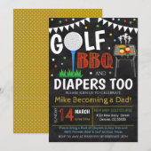 Uitnodiging tot Baby shower Golf en BBQ (Voorkant / Achterkant)