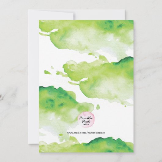 uitnodiging tot baby shower | Groene aquarel (Achterkant)