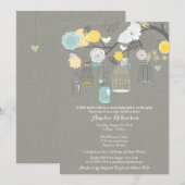 Uitnodiging tot baby shower - Hangende kooien en p (Voorkant / Achterkant)