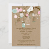 Uitnodiging tot baby shower - Hangende kooien en p (Voorkant)