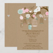 Uitnodiging tot baby shower - Hangende kooien en p (Voorkant / Achterkant)