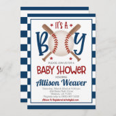 Uitnodiging tot Baby shower honkbal (Voorkant / Achterkant)