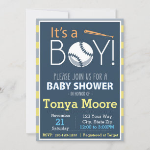 Uitnodiging tot Baby shower honkbal