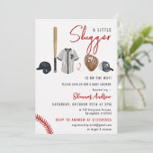 Uitnodiging tot Baby shower honkbal (Staand voorkant)