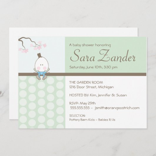 Uitnodiging tot baby shower - Humpty Dumpty (Voorkant / Achterkant)