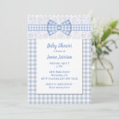 Uitnodiging tot Baby shower in Gingham en Lace Cou (Staand voorkant)