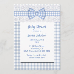 Uitnodiging tot Baby shower in Gingham en Lace Cou
