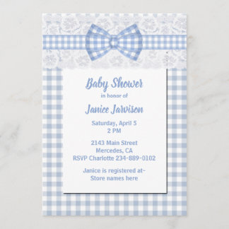 Uitnodiging tot Baby shower in Gingham en Lace Cou