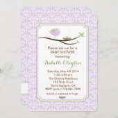 Uitnodiging tot baby shower in Lavender en Groen (Voorkant / Achterkant)