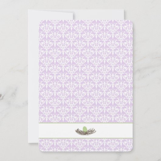 Uitnodiging tot baby shower in Lavender en Groen (Achterkant)