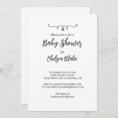 Uitnodiging tot Baby shower in zoete zwarte en wit (Voorkant / Achterkant)