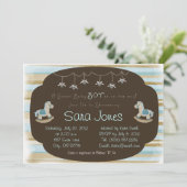 Uitnodiging tot baby shower - Jongen Blue Rocking (Staand voorkant)