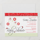 Uitnodiging tot baby shower - Ladybugs (Voorkant / Achterkant)