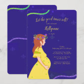 Uitnodiging tot Baby shower Mardi Gras (Voorkant / Achterkant)