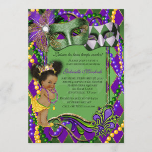 Uitnodiging tot Baby shower Mardi Gras