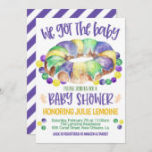 Uitnodiging tot Baby shower Mardi Gras (Voorkant / Achterkant)