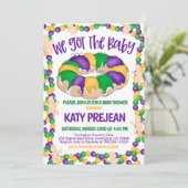 Uitnodiging tot Baby shower Mardi Gras (Staand voorkant)