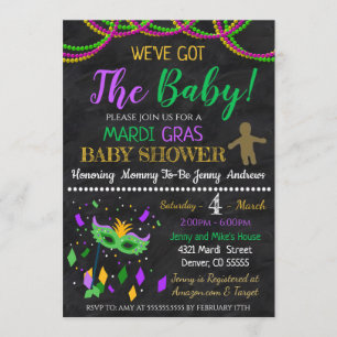 Uitnodiging tot Baby shower Mardi Gras