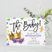 Uitnodiging tot Baby shower Mardi Gras (Staand voorkant)
