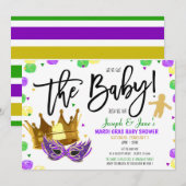 Uitnodiging tot Baby shower Mardi Gras (Voorkant / Achterkant)