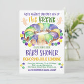 Uitnodiging tot Baby shower Mardi Gras (Staand voorkant)