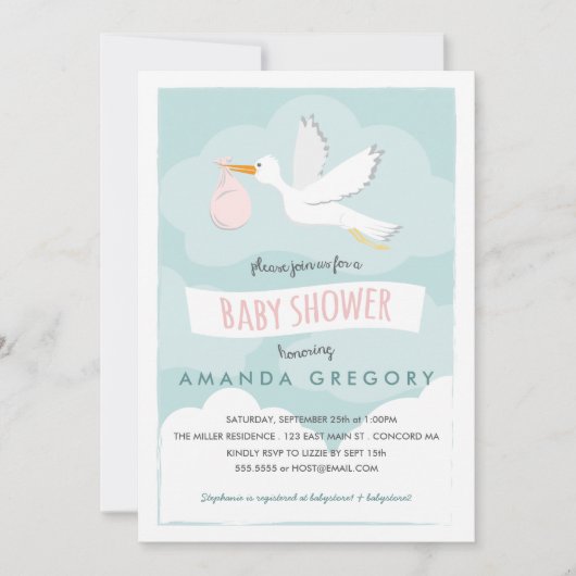 Uitnodiging tot Baby shower met bietenwinkel (Voorkant)