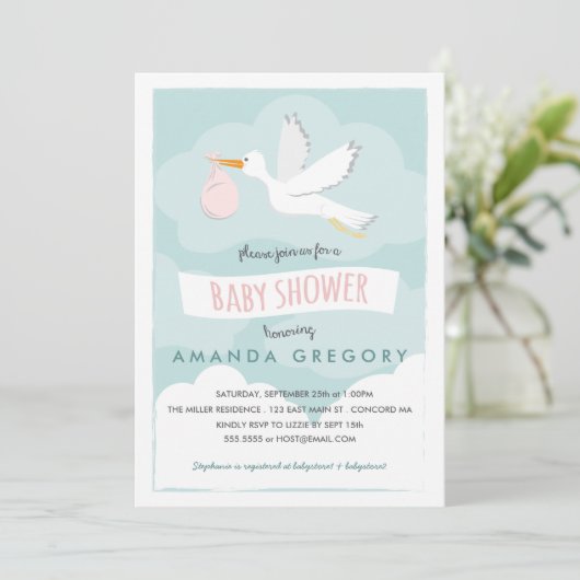 Uitnodiging tot Baby shower met bietenwinkel (Staand voorkant)