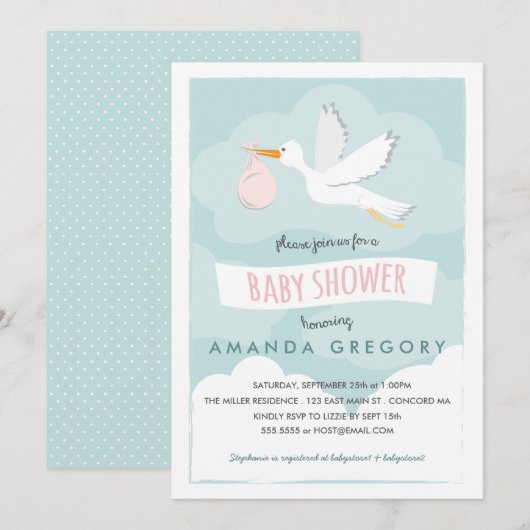 Uitnodiging tot Baby shower met bietenwinkel (Voorkant / Achterkant)