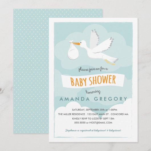 Uitnodiging tot Baby shower met bietenwinkel (Voorkant / Achterkant)