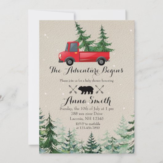 Uitnodiging tot Baby shower met kerstbomen (Voorkant)