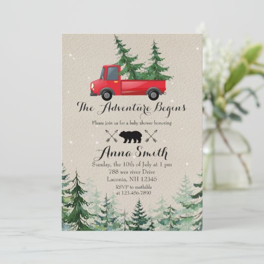 Uitnodiging tot Baby shower met kerstbomen (Staand voorkant)