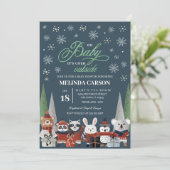 Uitnodiging tot Baby shower met kerstbos (Staand voorkant)