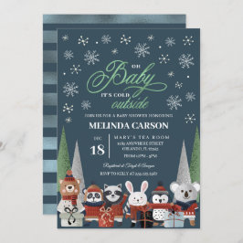 Uitnodiging tot Baby shower met kerstbos