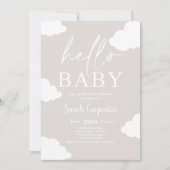 Uitnodiging tot Baby shower met minimalistische wo (Voorkant)