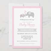 Uitnodiging tot Baby shower met olifant - Roze (Voorkant)