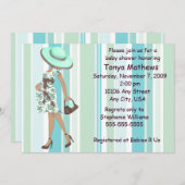 Uitnodiging tot Baby shower met Stripes (AA) (Voorkant / Achterkant)