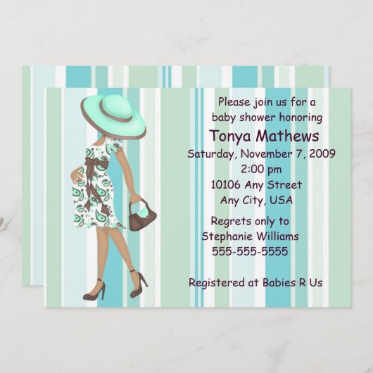 Uitnodiging tot Baby shower met Stripes (AA) (Voorkant / Achterkant)
