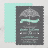Uitnodiging tot baby shower met Umbrella (Voorkant / Achterkant)