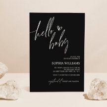 Uitnodiging tot Baby shower met zwarte en witte mi