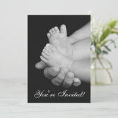 Uitnodiging tot Baby shower met zwarte & witte Bab (Staand voorkant)