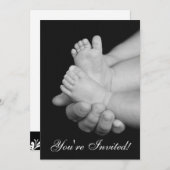 Uitnodiging tot Baby shower met zwarte & witte Bab (Voorkant / Achterkant)
