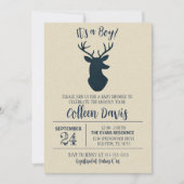 Uitnodiging tot Baby shower Navy Deer (Voorkant)