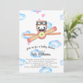 Uitnodiging tot Baby shower Panda Pilot (Staand voorkant)