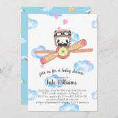 Uitnodiging tot Baby shower Panda Pilot (Voorkant / Achterkant)
