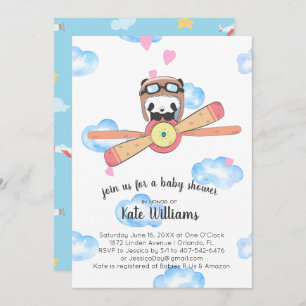 Uitnodiging tot Baby shower Panda Pilot