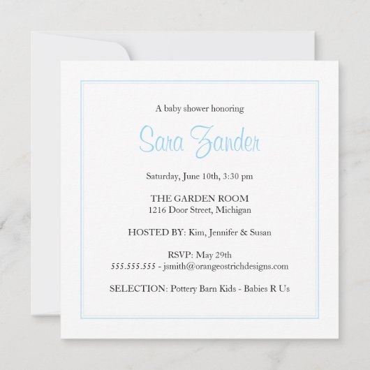 Uitnodiging tot baby shower - Rijwielen en Baby (Achterkant)