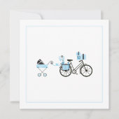 Uitnodiging tot baby shower - Rijwielen en Baby (Voorkant)
