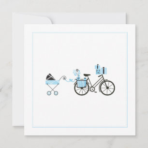 Uitnodiging tot baby shower - Rijwielen en Baby